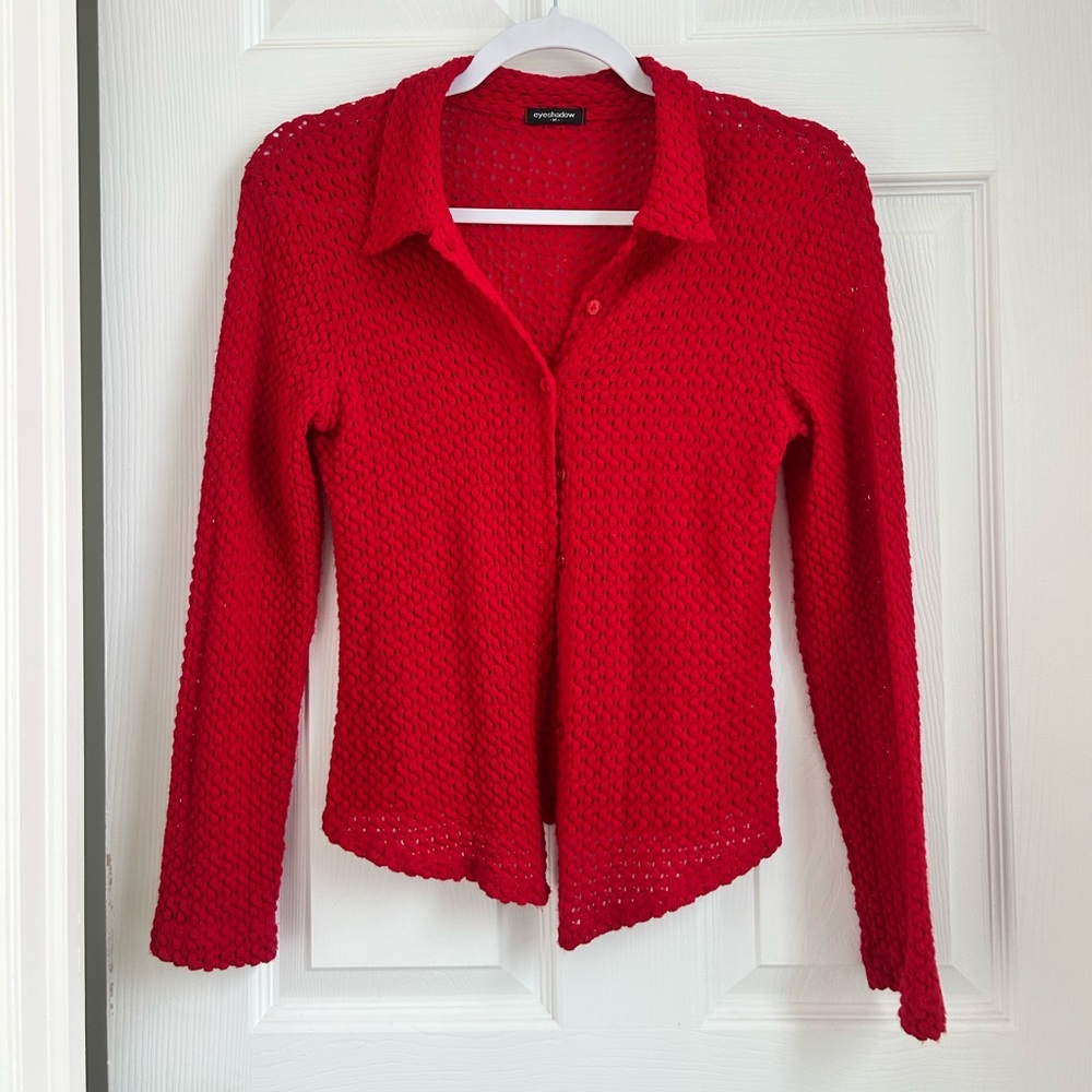 Women’s vibrant red crotchet blouse
